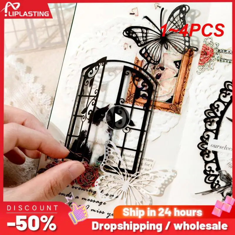 

1~4PCS Yoofunpack Vintage Embossing Hallow Butterflies Flower Birdcage Material Paper for Journal Scrapbooking Planner Card DIY