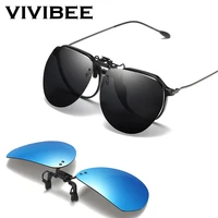 vivibee mirror blue mens polarized flip up clip on sunglasses night driving uv400 grey lens fishing fashing clips for mypoic