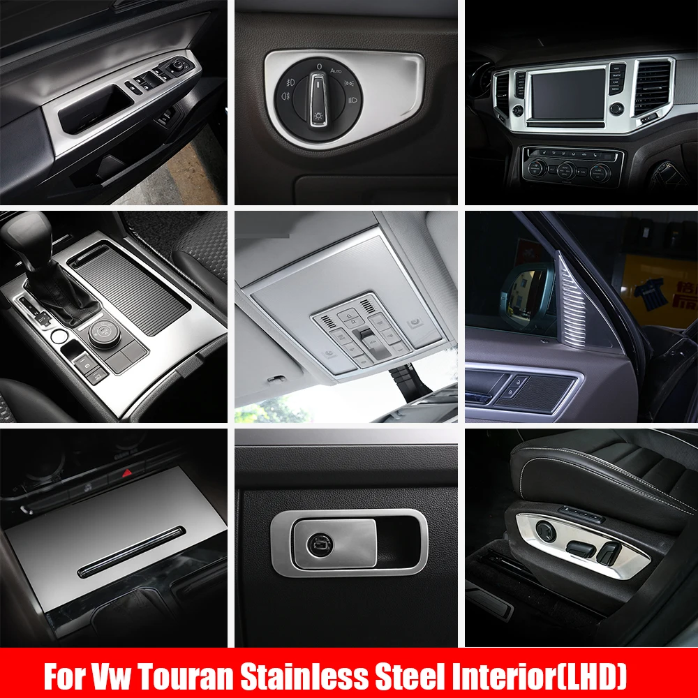 

For Volkswagen Teramont Atlas 2017-2020 Stainless Accessories Car Air AC Outlet Vent Head Lamp Button Gear Shift Cover Trim