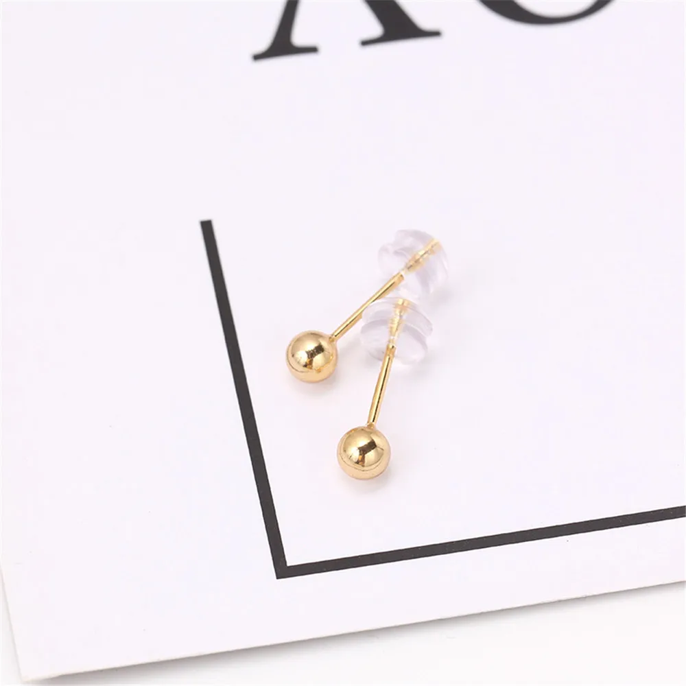 

14k Gold covered small round bead earhole S925 silver needle Earrings DIY accessories anti allergy Earrings accessories