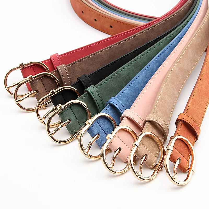 Women 106*2.8cm Matte PU Belt Female Strap Lady Casual Solid Waistband Girls Girdle Metal Buckle Waist Band