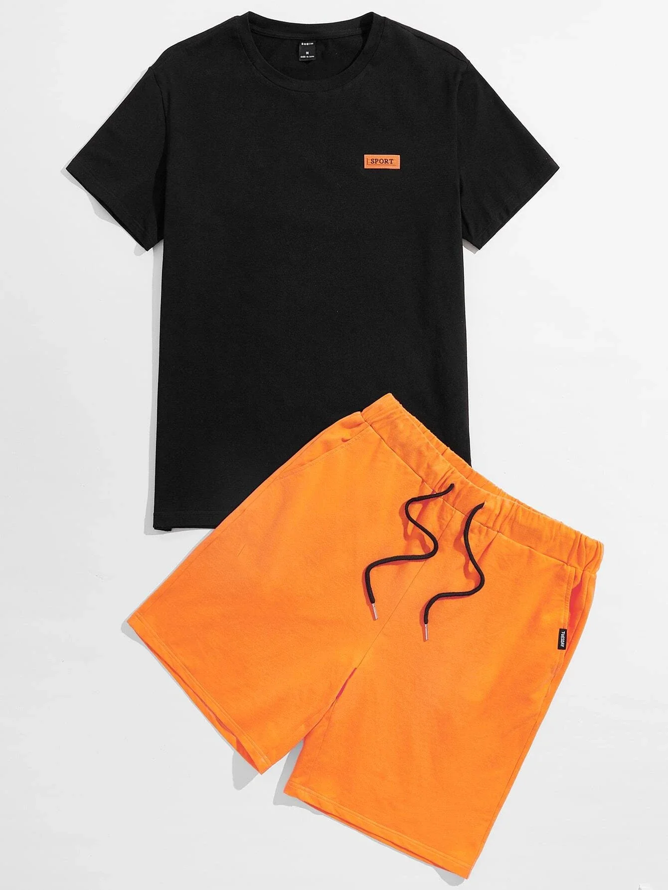

Men Patched Detail Tee & Track Shorts Set