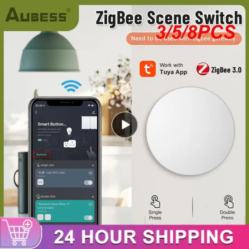 

3/5/8PCS Low Energy Consumption Battery Powered Scene Switch Multi-scene Linked Wifi Smart Light Switch Devices Work Together