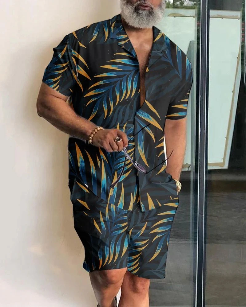 New Fashion Men's Hawaiian Shirt Suit Coconut Tree 3D Print Short-sleeved Shirt Shorts Set Summer Casual Beach Men's Suits S-4XL