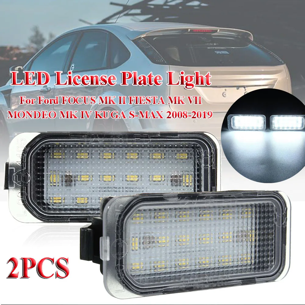 

2Pcs 12V LED License Number Plate Light 18 Leds White Signal Lamps No Error Trunk Lamp For Ford FOCUS MK II FIESTA MK VII MONDEO
