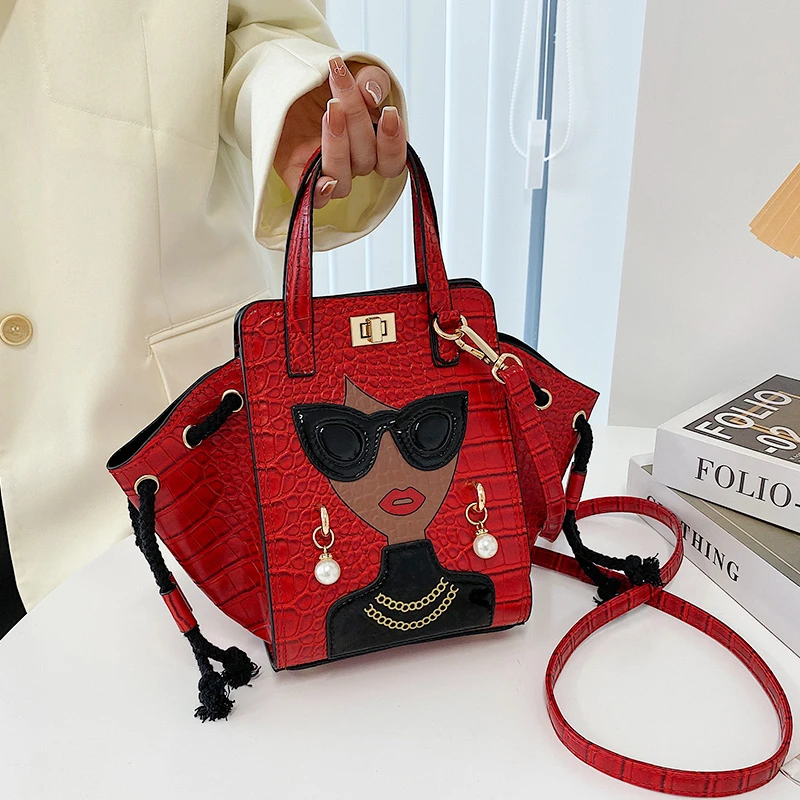 

Leather Women's Bags 2021 Hit New Fashion Beauty Printing Ladies Hand Bags Luxury Designer Party Shopper Female Shoulder Bag