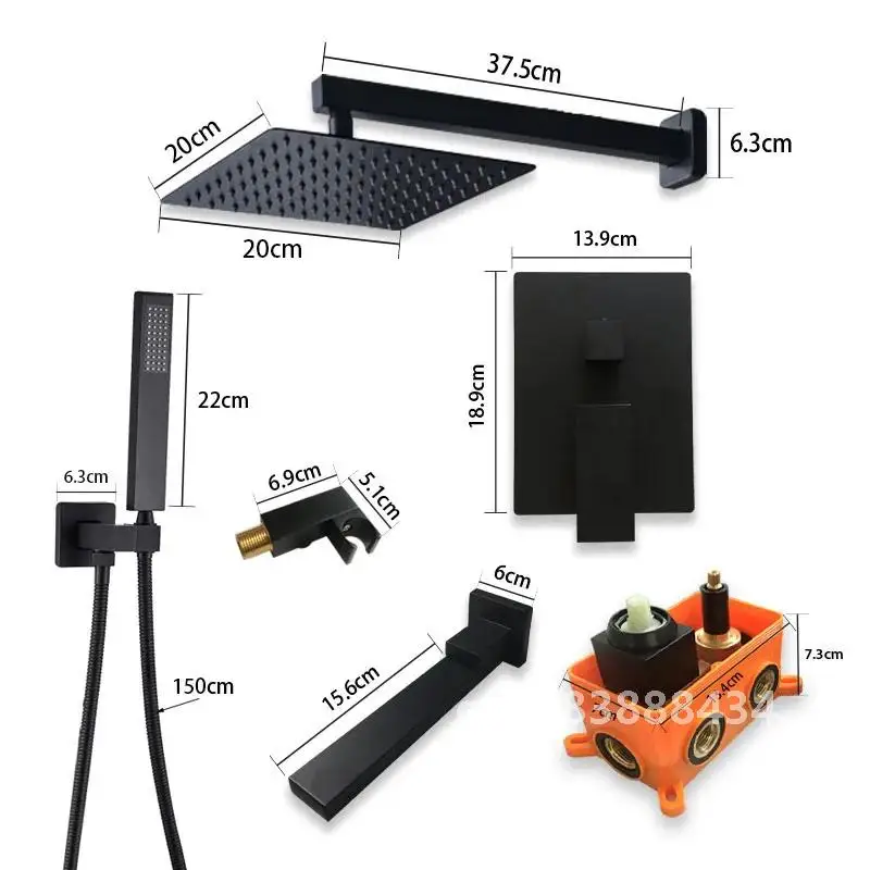 Скрытый матовый золотой душевой набор 3-ходовой смеситель для ванной комнаты
