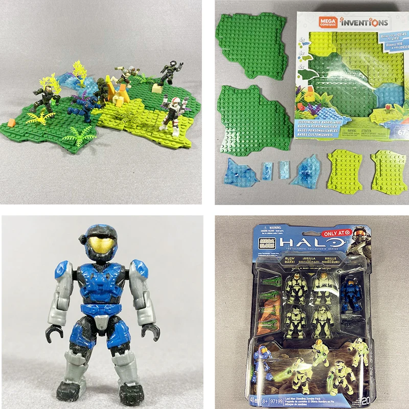 

Mega Bloks Construx Halo Action Figure Building Blocks Spartan Soldier Bag Genuine Bulk Anime Bottom Plate Accessories Toys Gift