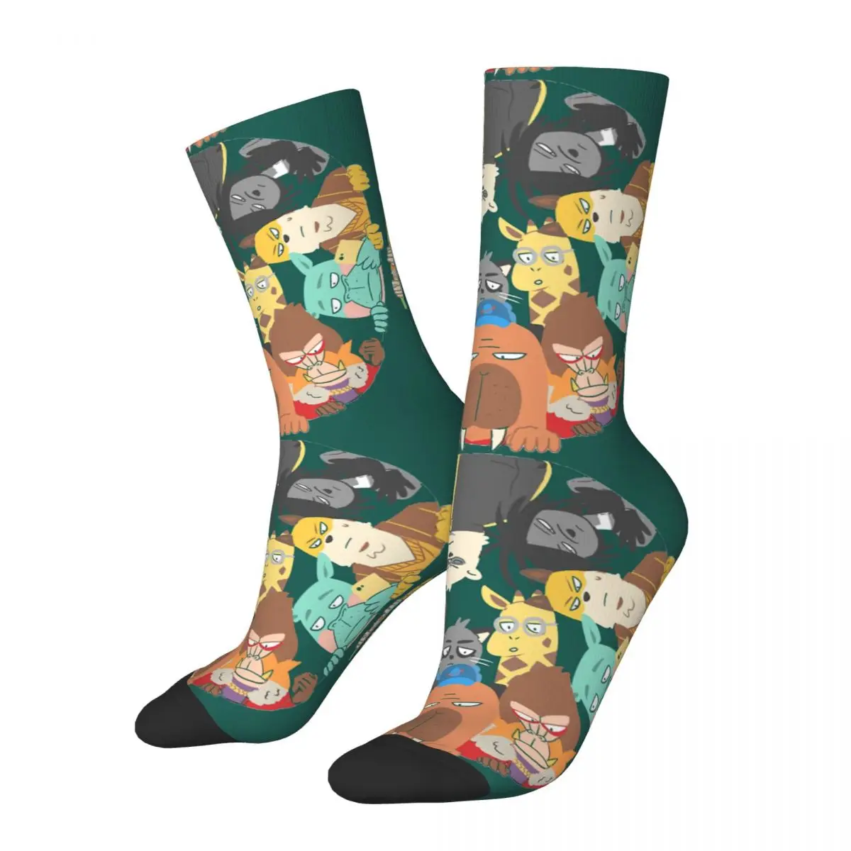 

Funny Men's Compression Socks All Characters Design Vintage Harajuku ODD TAXI The Silent Taxi Driver Hip Hop Casual Crew Sock