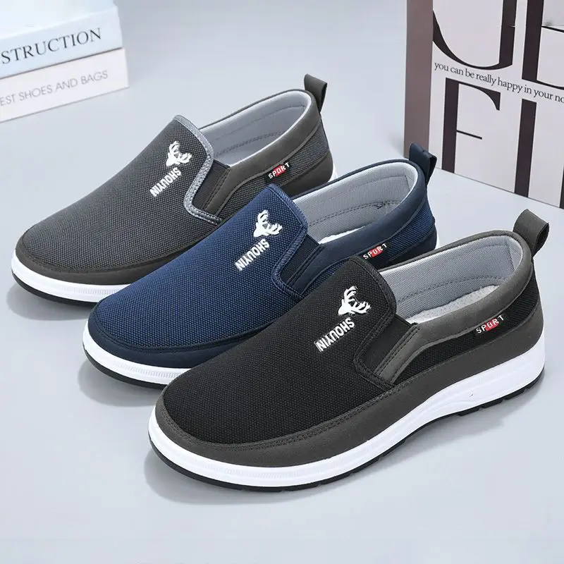 

Men Vulcanize Shoes Mesh Men Shoes Lightweight Comfortable Men's Sneakers 2023 Autumn Fashion Slip On Flats Shoes Male Loafers