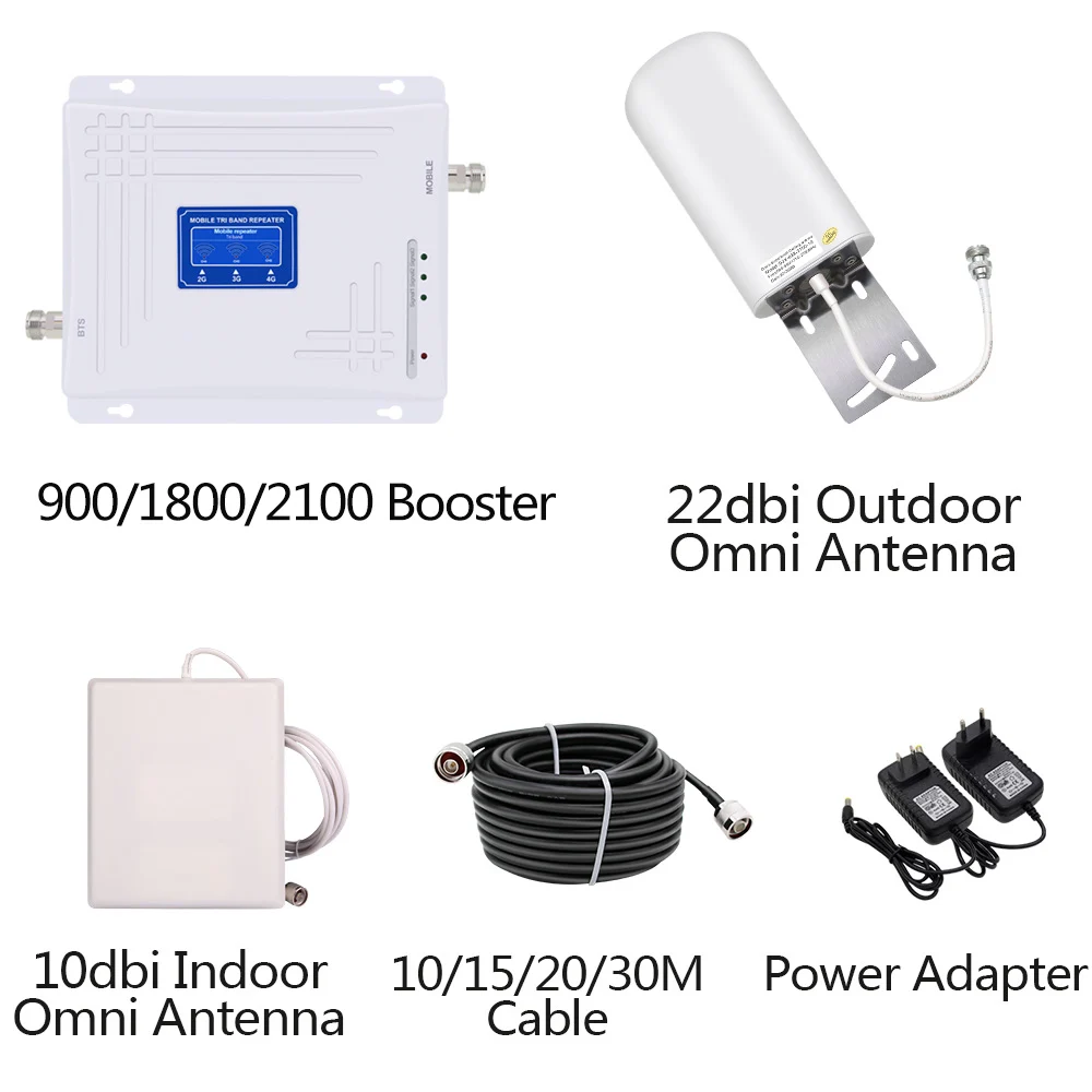 Трехдиапазонный ретранслятор 900 1800 2100 МГц усилитель сотовой связи мобильной сети