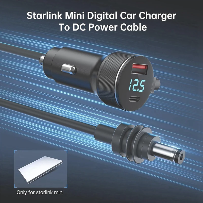 Для Starlink Mini кабель питания автомобильный адаптер прикуривателя с USB портом Type-C и