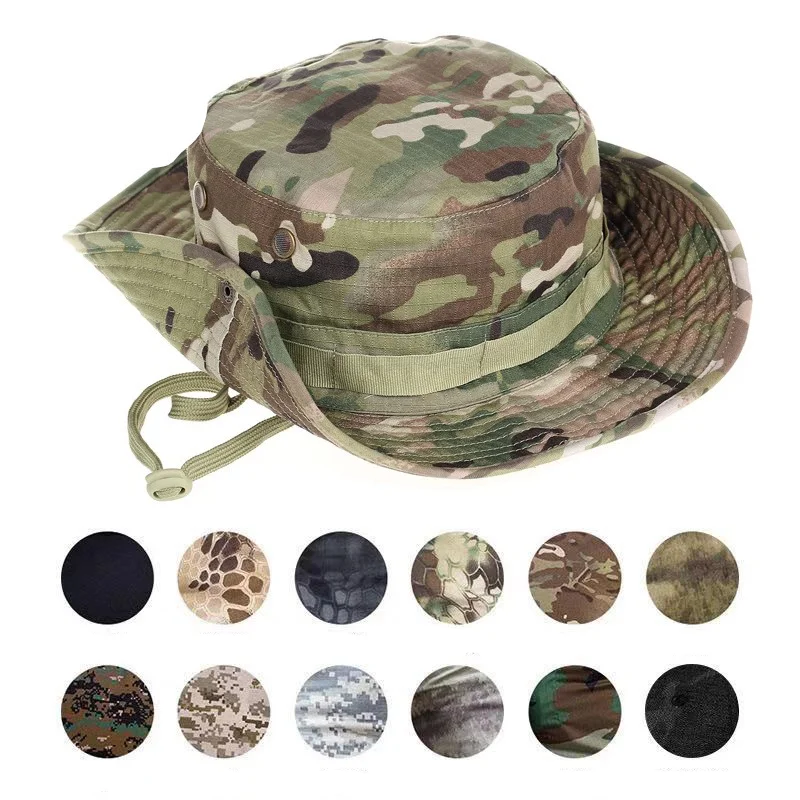

Camouflage Tactical Boonie Hat Military Army Camo Cap Paintball Airsoft Sniper Bucket Cap Outdoor Fishing Hunting Hiking Sun Hat