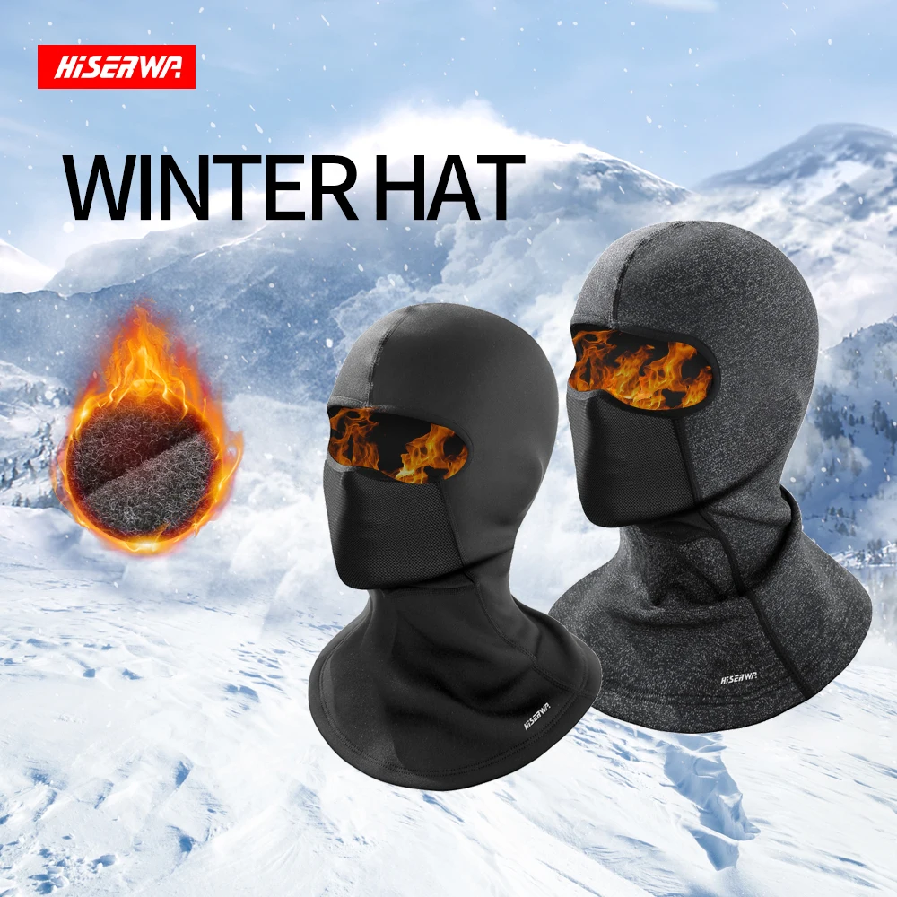 

Hiserwa Winter Bicycle Cycling Hats Warm Face Mask Cycling Helmet Liner Balaclava Caps Windproof Motorcycle Cycling Headwear