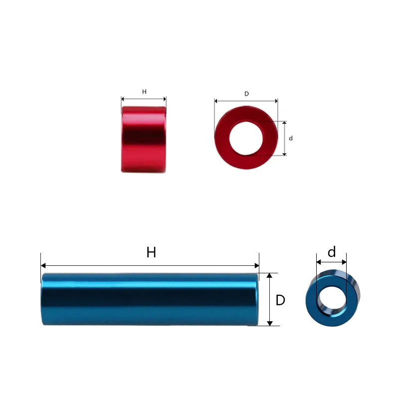 10 шт. ID 2 6 * OD 5 мм шайба из алюминиевого сплава без резьбы круглые полые прокладки