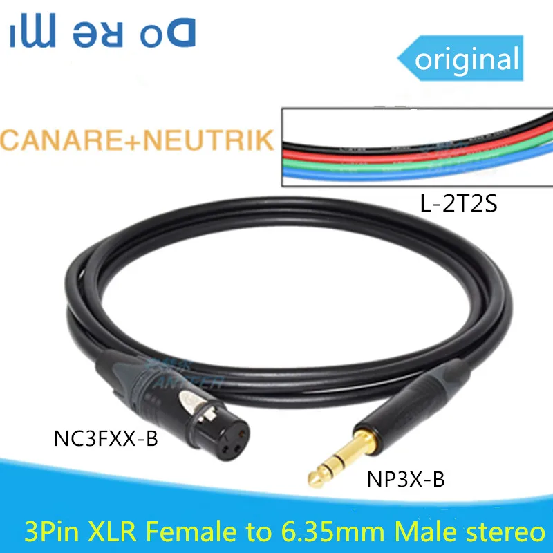 

NC3FXX-B to NP3X-B three core Neutrik XLR TRS balanced audio XLR Cannon cable 6.35mm Male to XLR Female Stereo