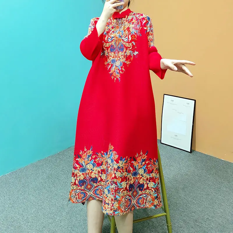 

Female dress 2022 Spring and Summer New Products List Large Slim Casual Folding Dress Western Moisturizing Mid -long Skirt
