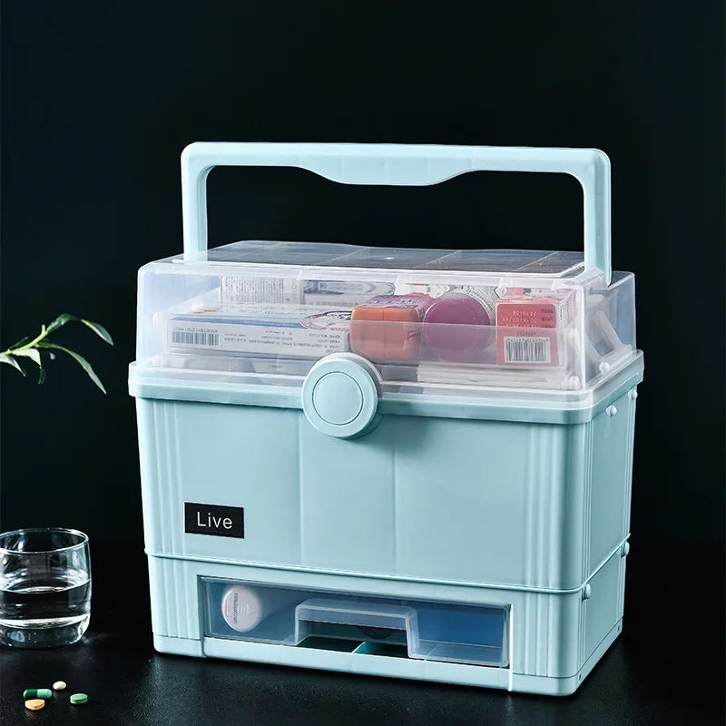 

Multi-Functional Medicine Cabinet First Aid Kit Large Capacity Portable Pill Organizer Storage Box Family Emergency Case