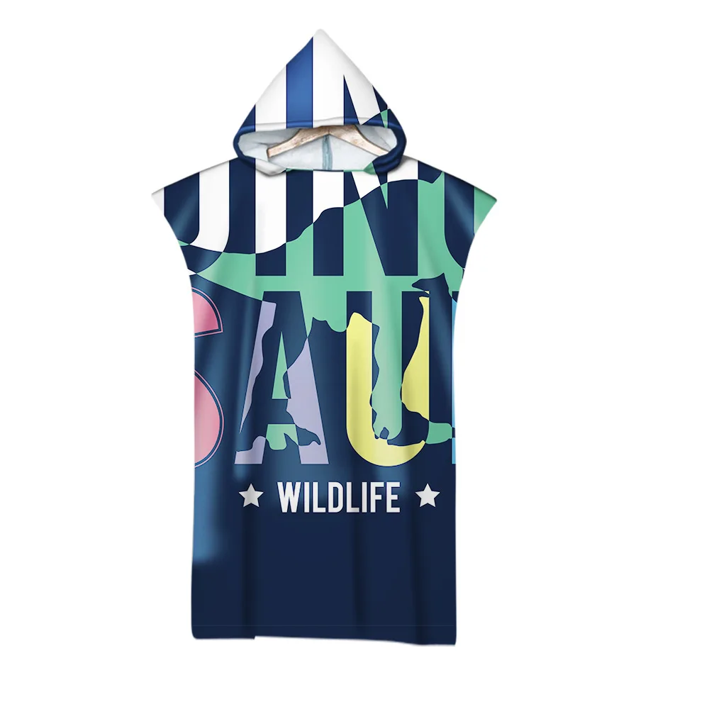 

Hip Hop Summer Hemming Bath Towel Digital Printing Adult Hooded Bath Towel Microfiber Green Leaf