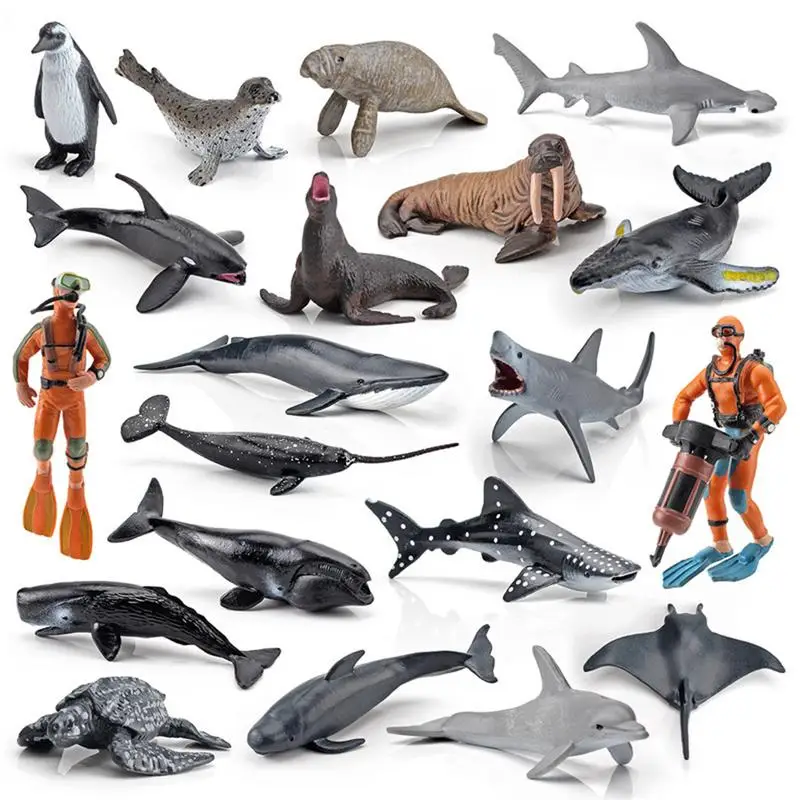 

Ocean Sea Animals Figures 20PCS Small Ocean Animal Figurine Set With Sharks Whales Arctic Animal Under The Sea Animal Figures