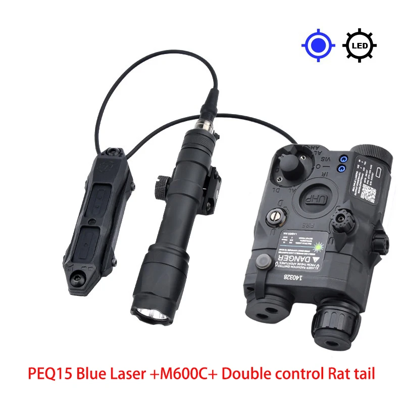 Tactical PEQ-15 Red and Green Laser Indicator Surefir M600 M300 Airgun Weapon Light Outdoor Hunting M416 AR15 Flashlight Set