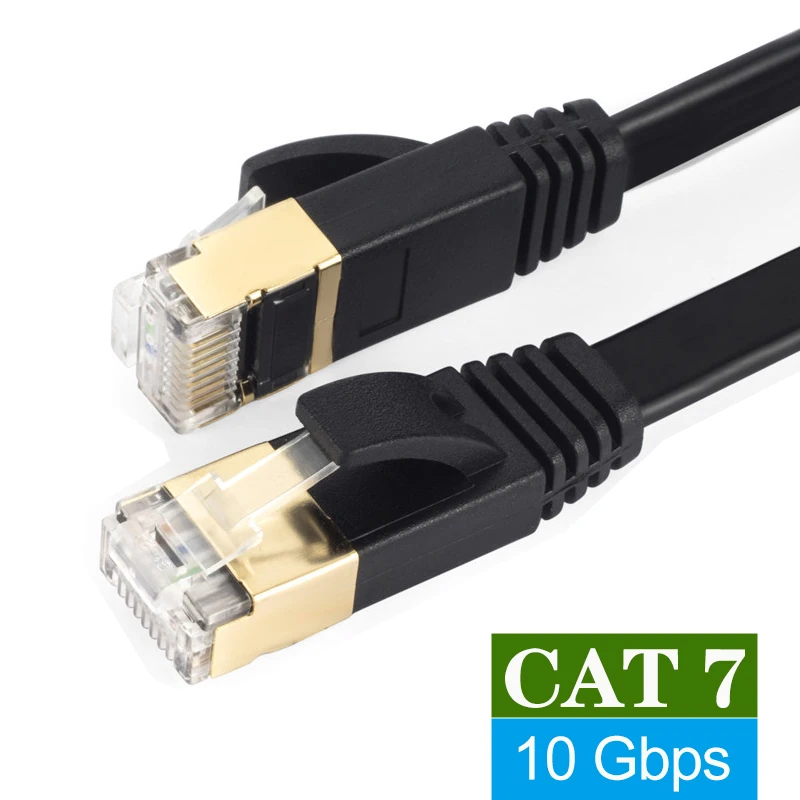 Black White Cat 7 Ethernet Cable Flat 20m 10Gbps 10m Cat7 RJ45 Network Cord Lan Cable 15m For Laptops PS 4 Router  RJ 45 30m 25m