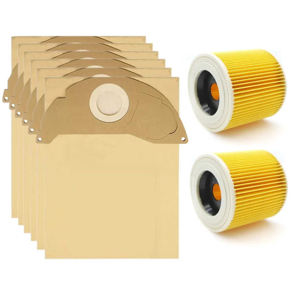 Фото Бумажные мешки для пыли + фильтр для пылесосов Karcher WD2 MV2 WD2200 WD2250 A2004 A2054 A2000 SE2001 SE5100 SE6100, 6.904-322.0 №3