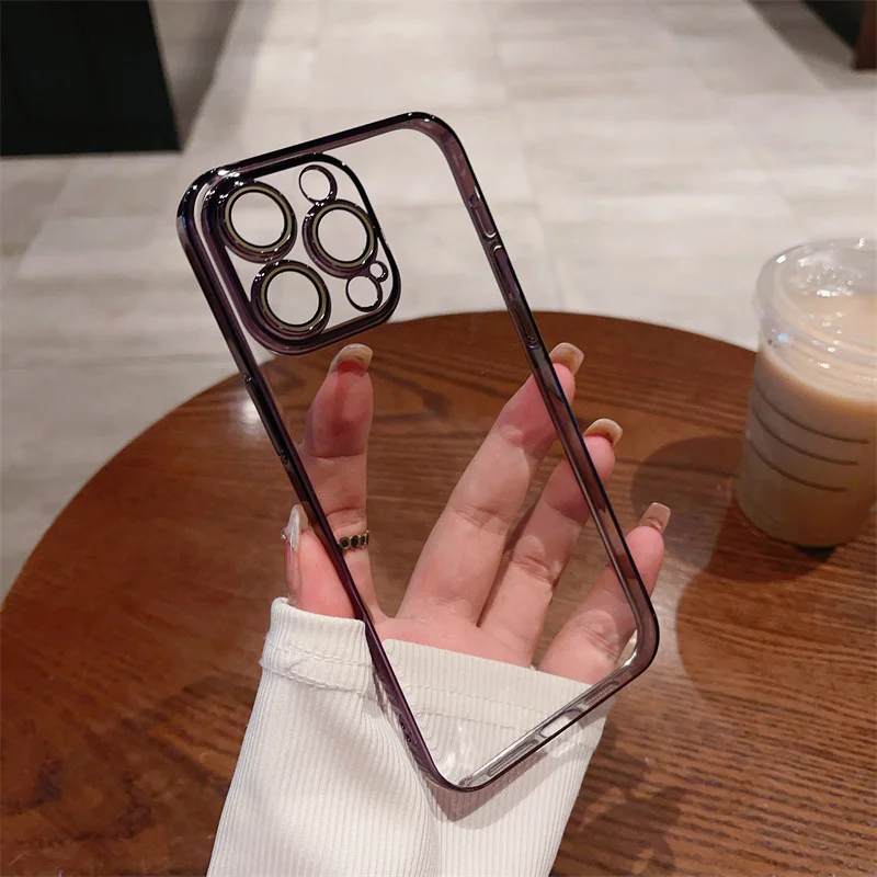 Чехол для телефона с кристаллами и полным объективом гальванический чехол iPhone