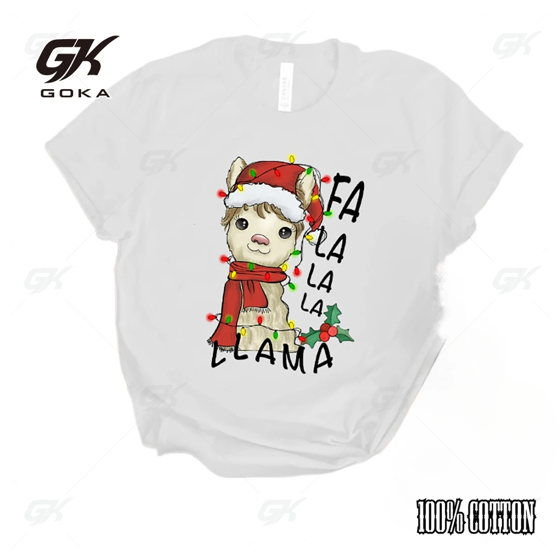 Новая рождественская рубашка с графическим принтом Fa La Llama футболки летняя