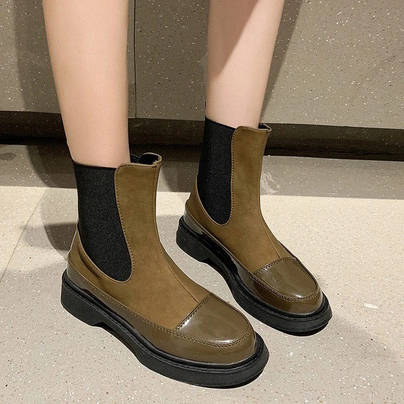 

Женские ботинки Martin в стиле ретро, новинка осень-зима 2021, женские короткие ботинки челси в британском стиле на толстом каблуке и толстой под...