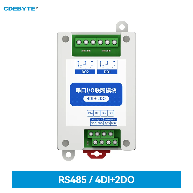 

CDEBYTE Modbus RTU Control I/O Network Modules Serial Port RS485 Interface 4DI+2DO MA01-AXCX4020 Rail Installation 8~28VDC IoT