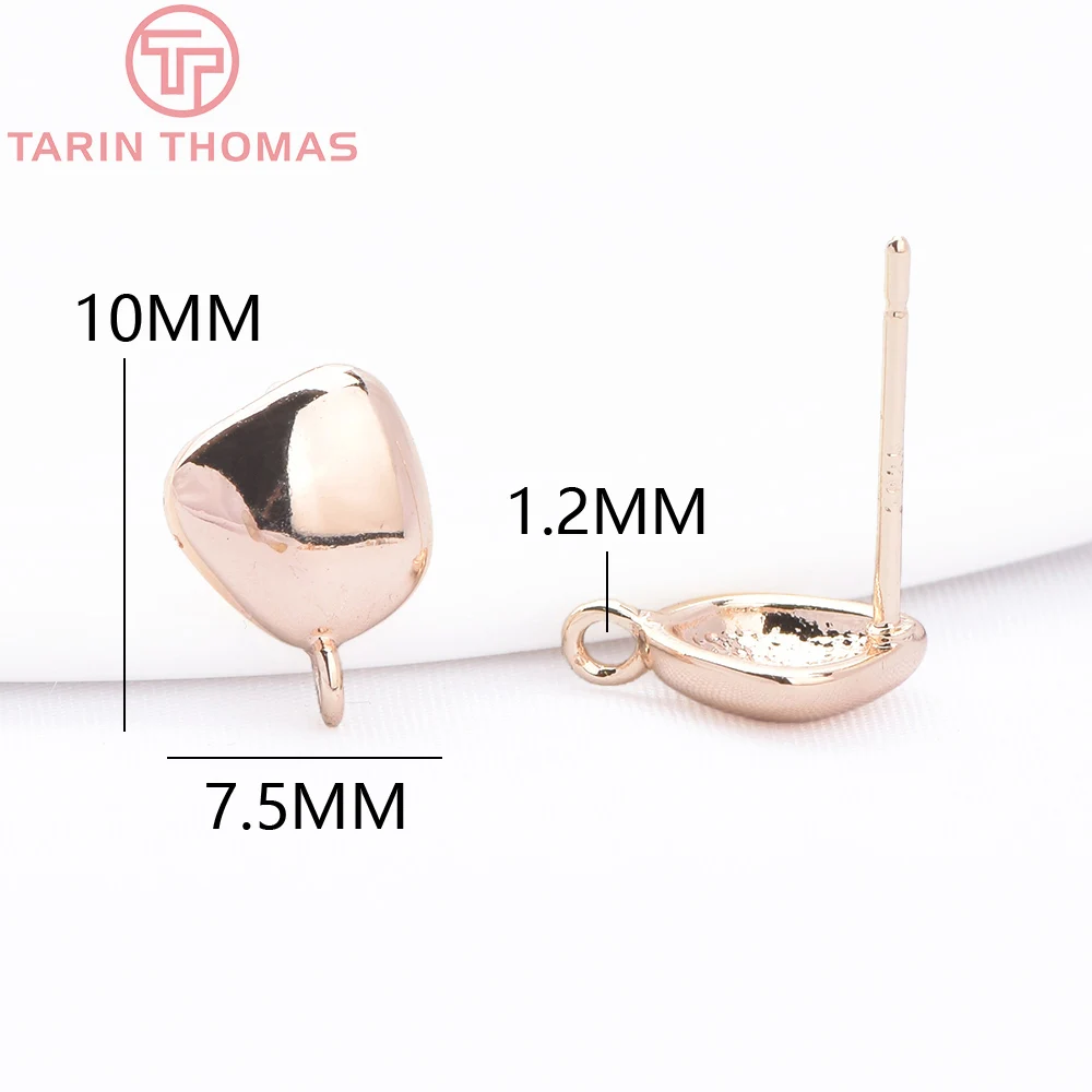 (8822) 6 шт. 7 5x10 мм латунные серьги-гвоздики неправильной формы цвета 24-каратного