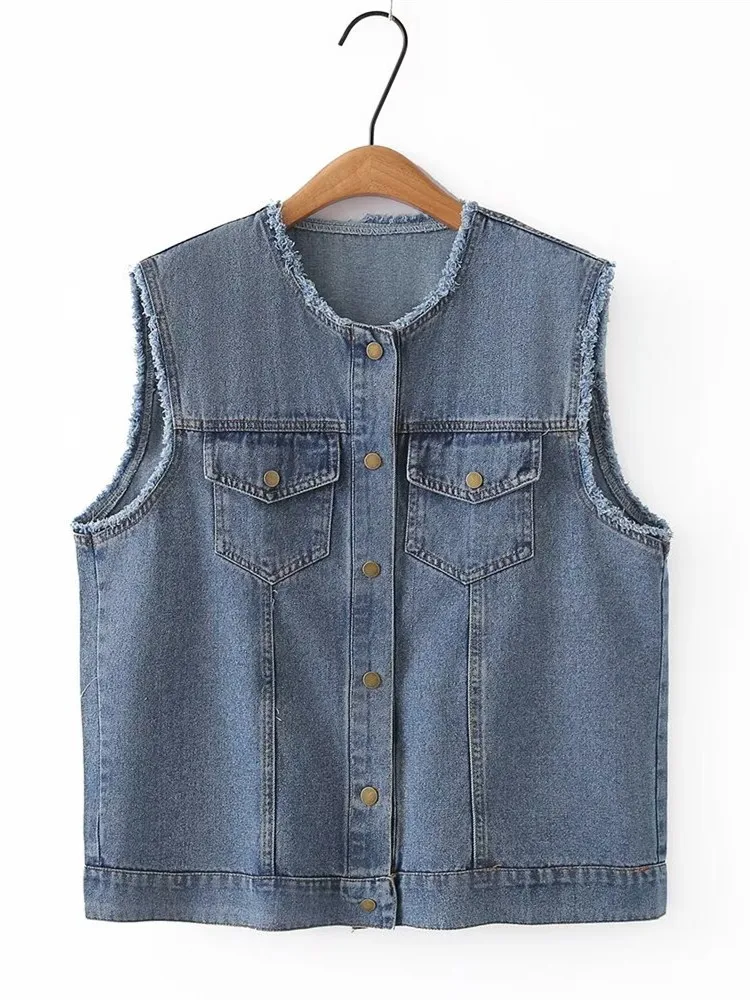 Женская одежда джинсовая куртка на весну и осень Джинсовая безрукавка без