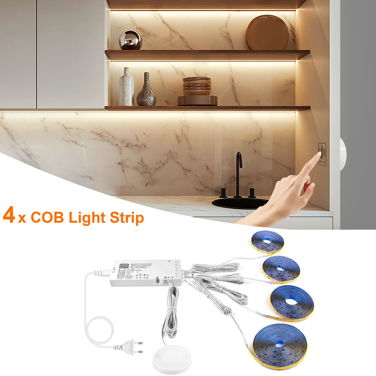 

Светодиодный Светильник COB Для Подсветки Шкафов С Датчиком Движения, Декоративная Подсветка Для Кухонных Шкафов И Полок, 12В DC