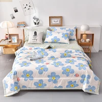blue floral air conditioner summer quilt soft comforter single double blanket quilt fluffy plaid blanket quilted bedspread
