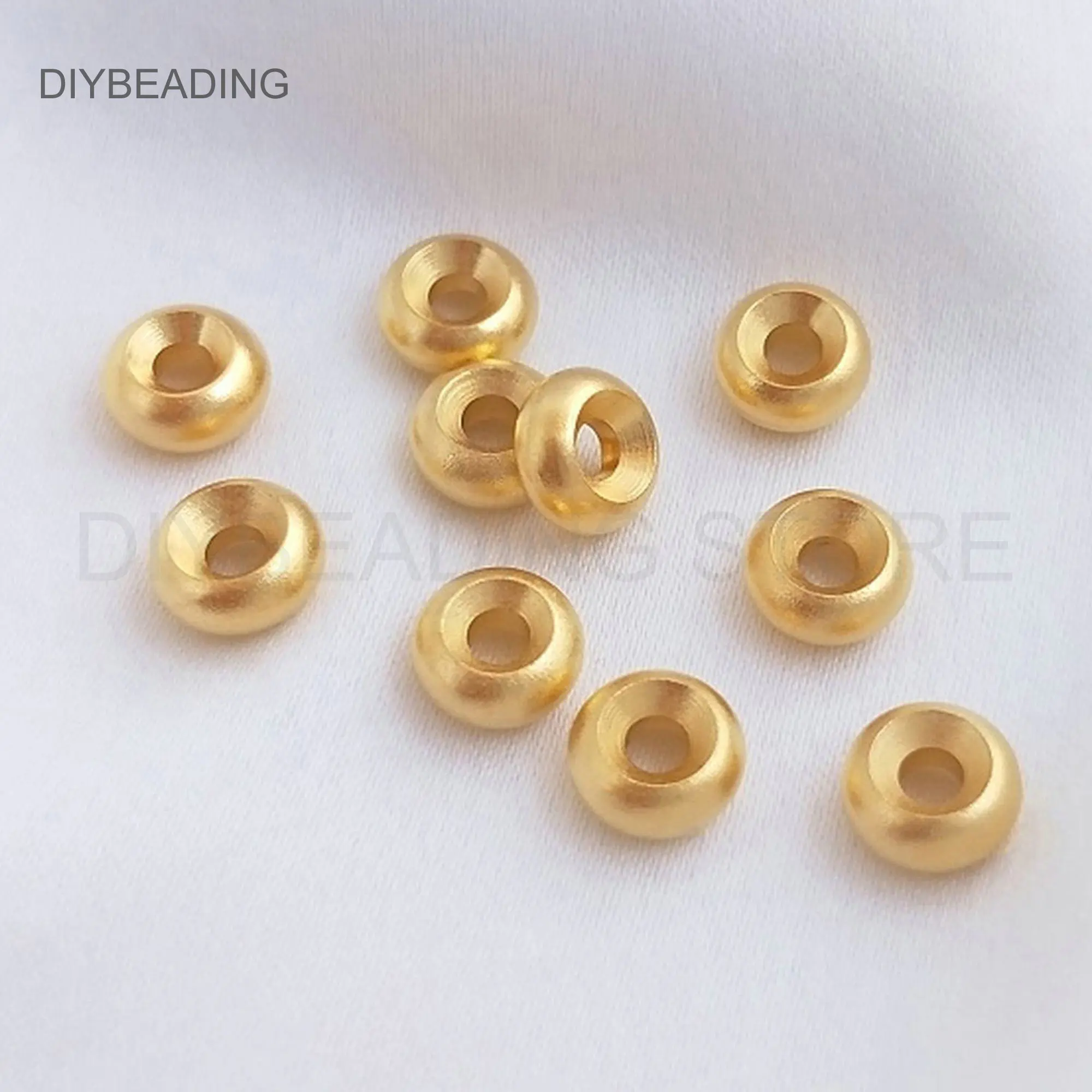 

6mm Gold Jewelry Making Beads Lots Supplies 14K Real Gold Plated Brass Smooth Plain Small Size Spacer Bead Online Bulk Wholesale