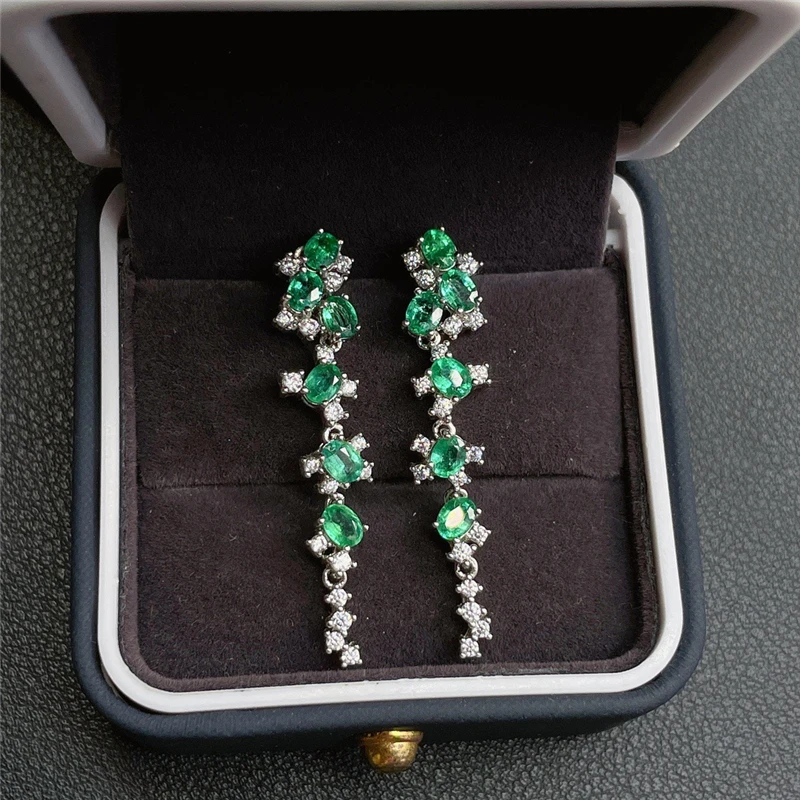 

MDINA Natural Emerald Earrings S925 Sterling Silver Women's Earrings Natural Gemstone Birthstone with Certificate