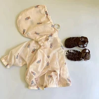 2022 summer new baby long sleeve hooded coat cute bear print children sun protection jacket for boys girls casual cardigan tops