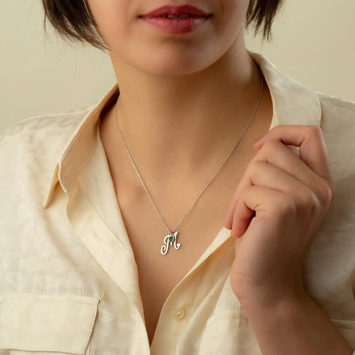 

Custom Name Initial Necklace With Birthstone,Stainless Steel Initial Necklace,Birthstone Letter Pendant,Women Personilazed Gift