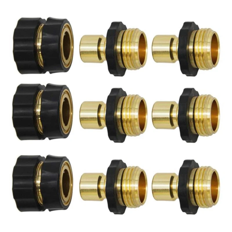 

3/4 Inch Garden Hose Connector,Garden Hose Quick Connect Fittings, Male And Female Quick Release Garden Hose Connector