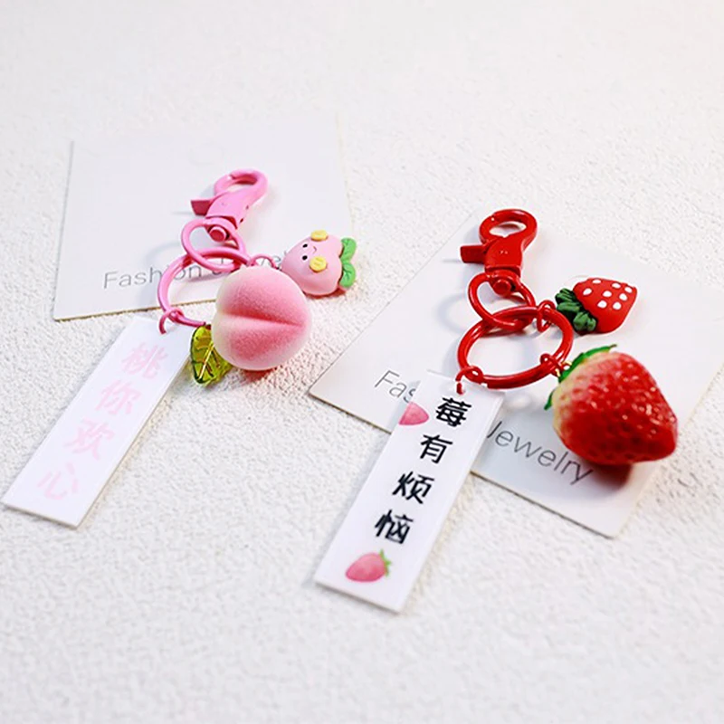 

Cute Cartoon Strawberry Peach Mobile Phone Straps Keychain Women Phone Lanyard Rope Bag Pendant Travel Accessories