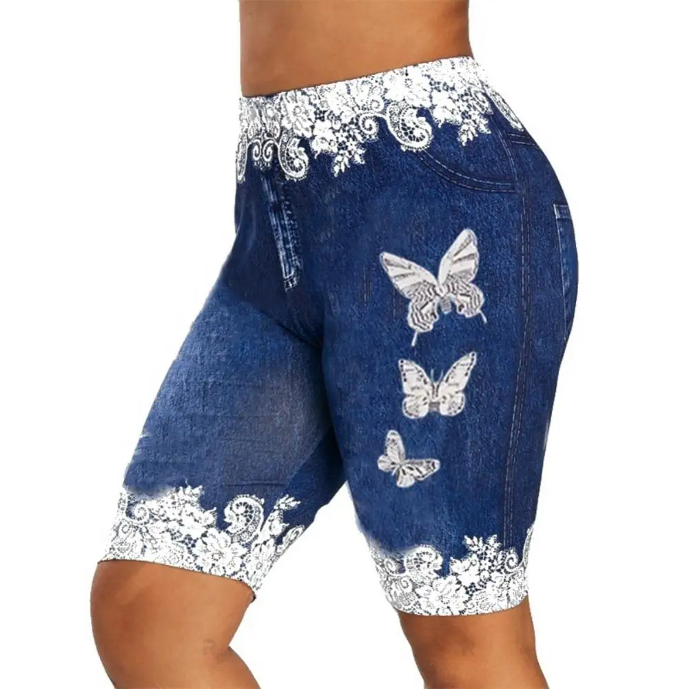 

Women Fashion Lace Patchwork Butterfly Print Shorts Sports Minipants Hot Pants Sports Minipants шорты женский