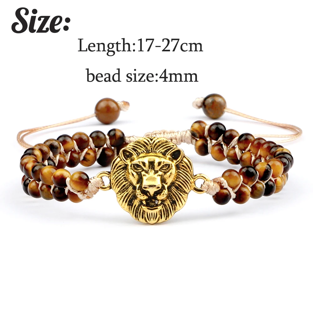 Очаровательные плетеные браслеты 4 мм с натуральным тигровым глазом двухрядные