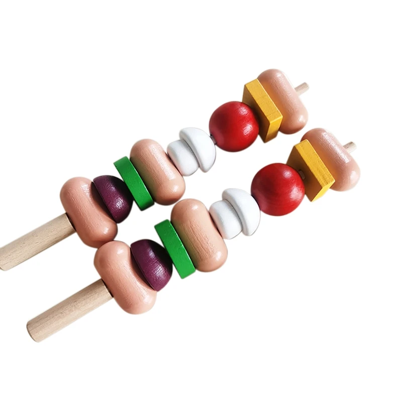 

Wood Play Toys Barbecue Toy Kitchen Toy Simulation Cooking Skewers Set For Boy Girl Baby Kitchen Learning