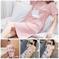 casual o neck women short sleeve camera cats nightgown nightdress sleepwear