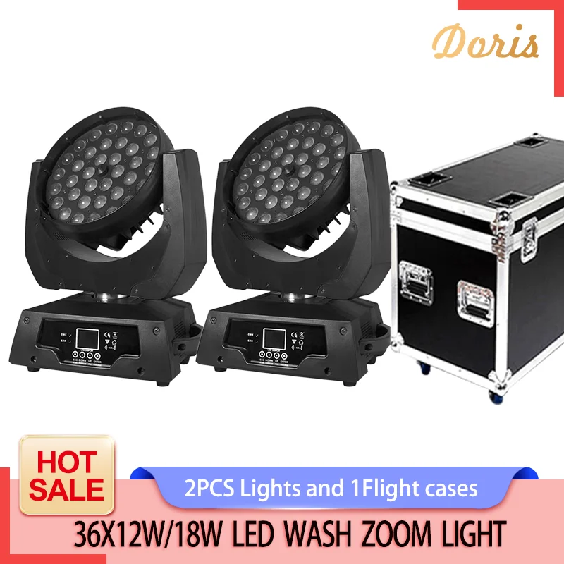 

2 шт. с 1 чехлом, бесплатная доставка, светодиодный зум, 36x12 Вт, 4 в 1, сценический фонарь, 36x18 Вт, RGBWAUV, Dj-бар вечерние ринка, свадьба, Рождество