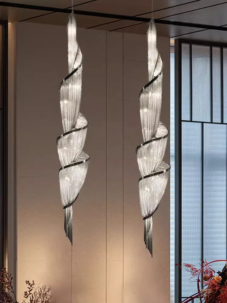 Скандинавский постмодерн спиральная кисточка алюминиевая цепь подвеска