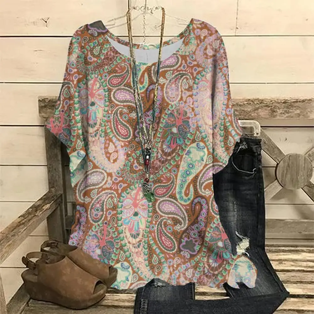 

Women's T Shirts 3D Floral Print Short Sleeve O-neck Tops Tees Summer Fashion Casual Vintage Clothing Girls Oversized Pullover