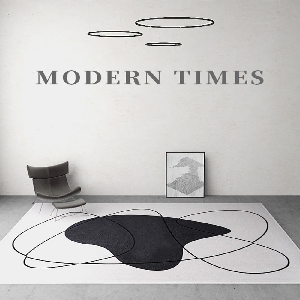 

Minimalist Modern Black Gray Living Room Carpet Light Luxury Large Area Bedroom Cloakroom Carpets Nordic Area Decorative Rug