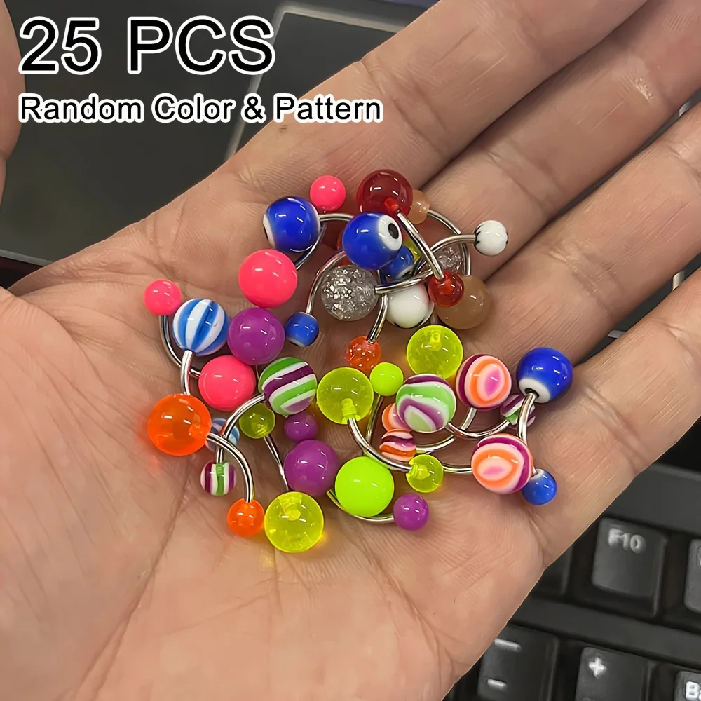 25 шт. различные варианты акриловых шариков для пупка Кольца пирсинга красочные
